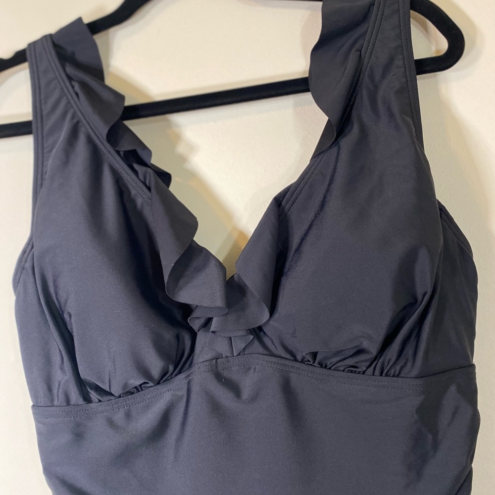 DKNY‎ Ruffle Plunge One-Piece
Swimsuit - Picture 8 of 9